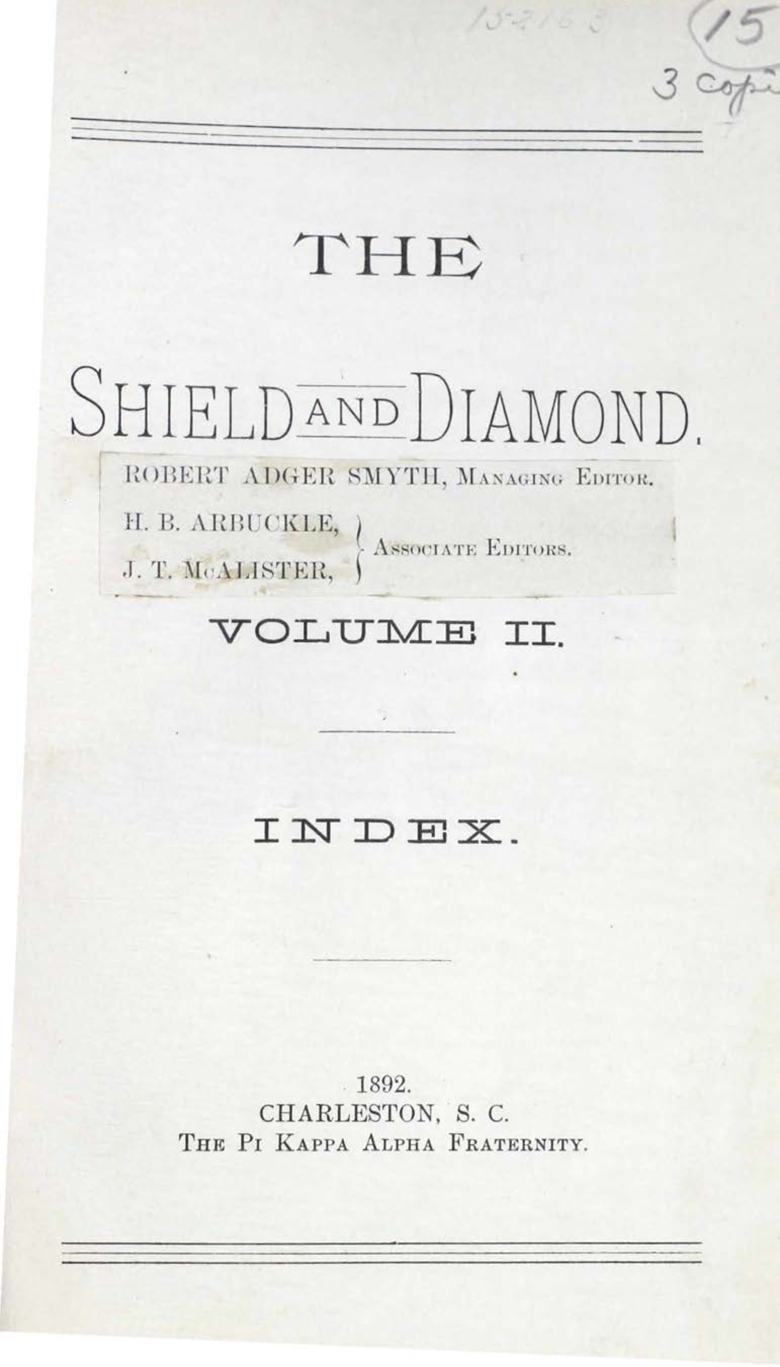 Shield and Diamond, Vol. 2, No. 1, January 1892